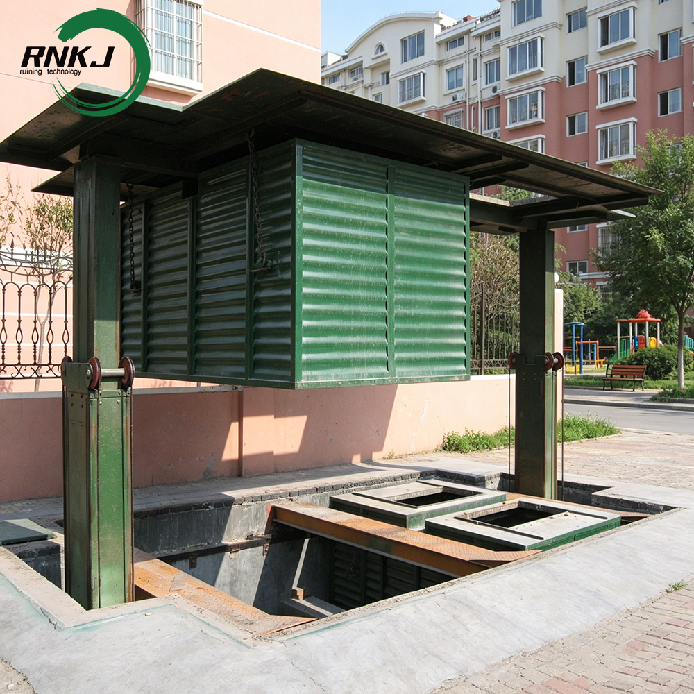 Equipo subterr&aacute;neo de recolecci&oacute;n de basura de doble caja